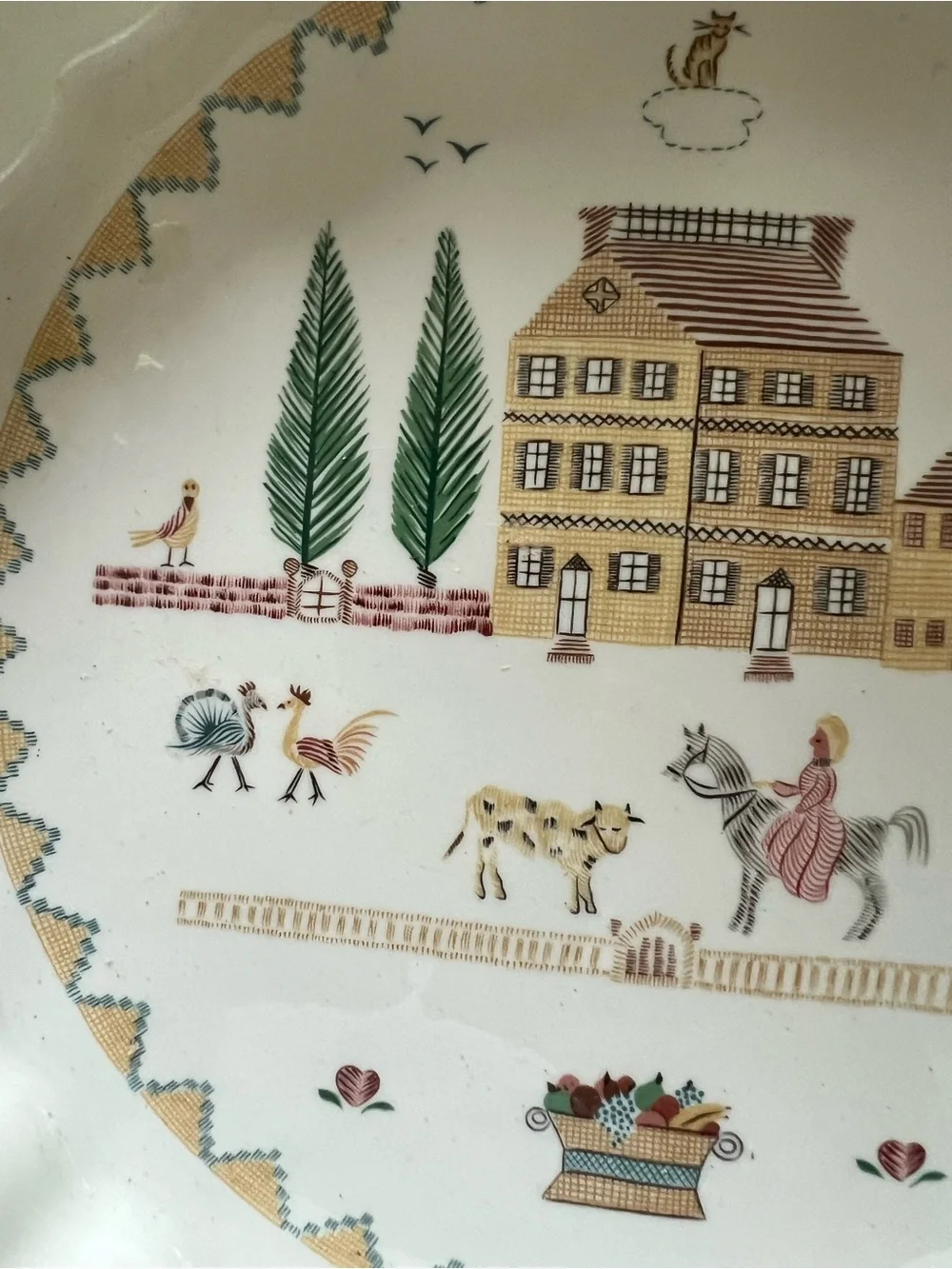 Vintage Villeroy & Boch American Sampler quiche dish 9.25” diameter